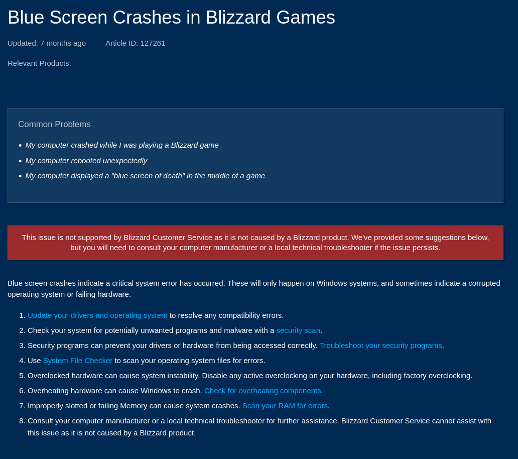 Blizzard BSOD Troubleshooting Steps